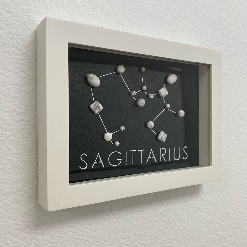 Horoscope Art Sagittarius Star Constellation Beads Shadow Box 6x8 inches